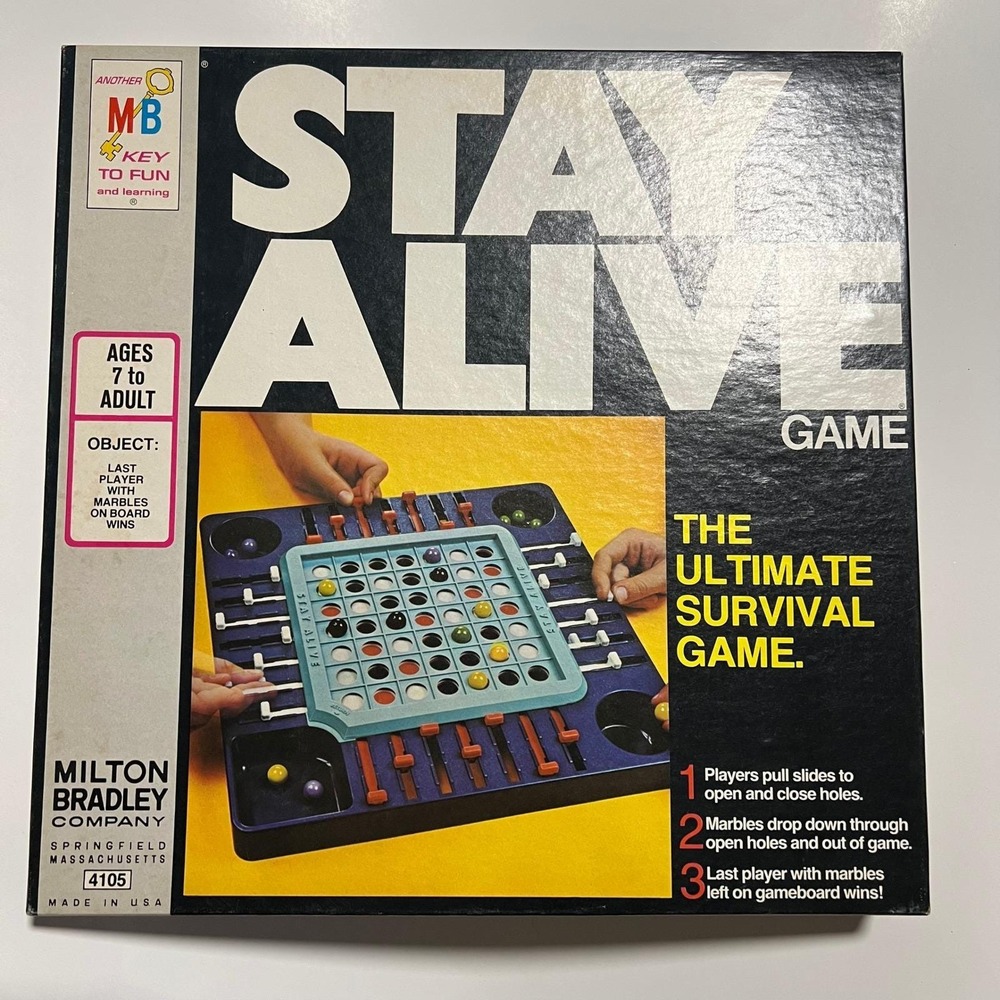 Vintage 1971 Milton Bradley Stay Alive Strategy Marble Board Game‎ 4105 Complete